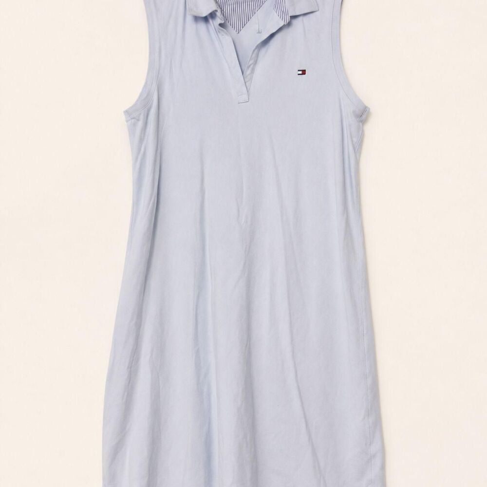 Tommy Hilfiger women's size L/G pale powder blue sleeveless polo dress - Picture 2 of 6